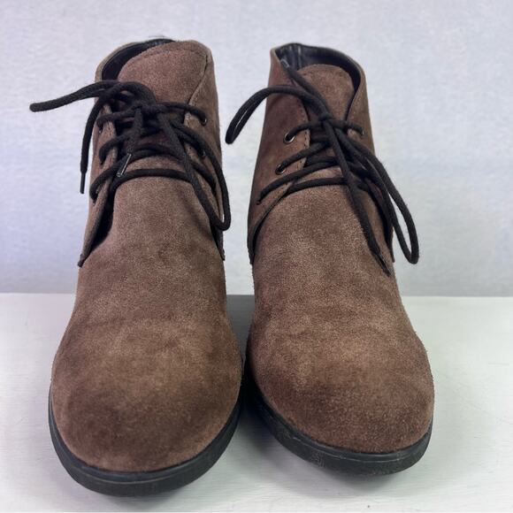 The Flexx Boots Womens 7.5 Brown Suede Leather Wedge Lace Up - Picture 4 of 12